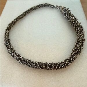 Michael Dawkins Silver Textured Seed Bead Rope Granulation Choker